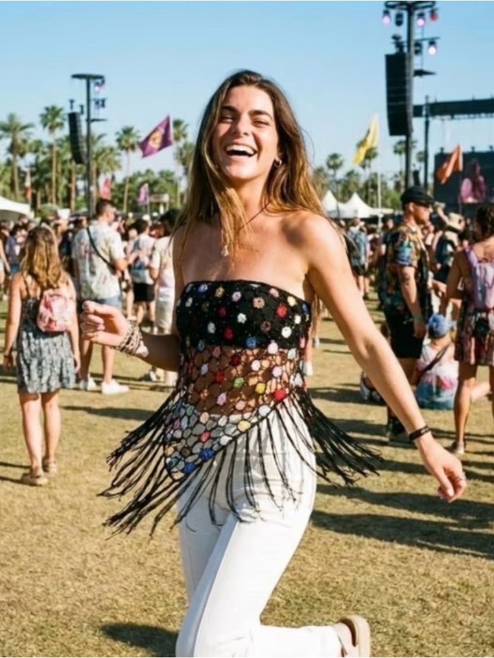 Boho Multi-Color Crochet beach blouse - Picture 3 of 4